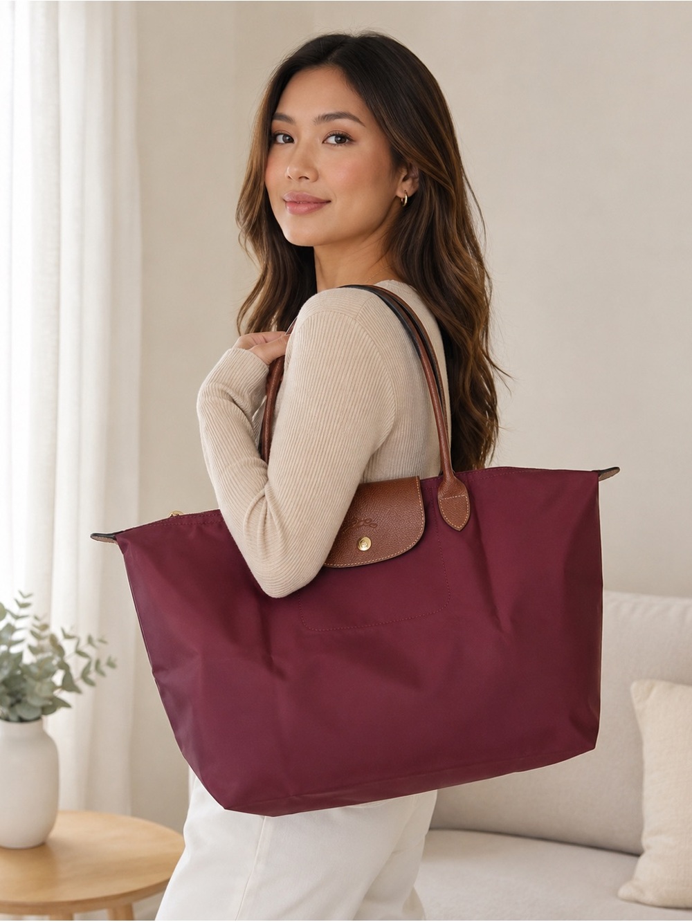 L0ngchamp Large burgundy tote (unbranded) NWT